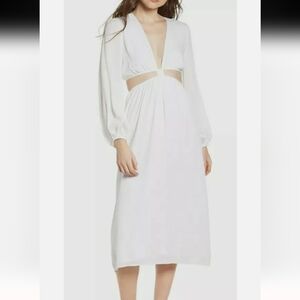 WAYF Women's Babylon Cutout Midi Dress Ivory White